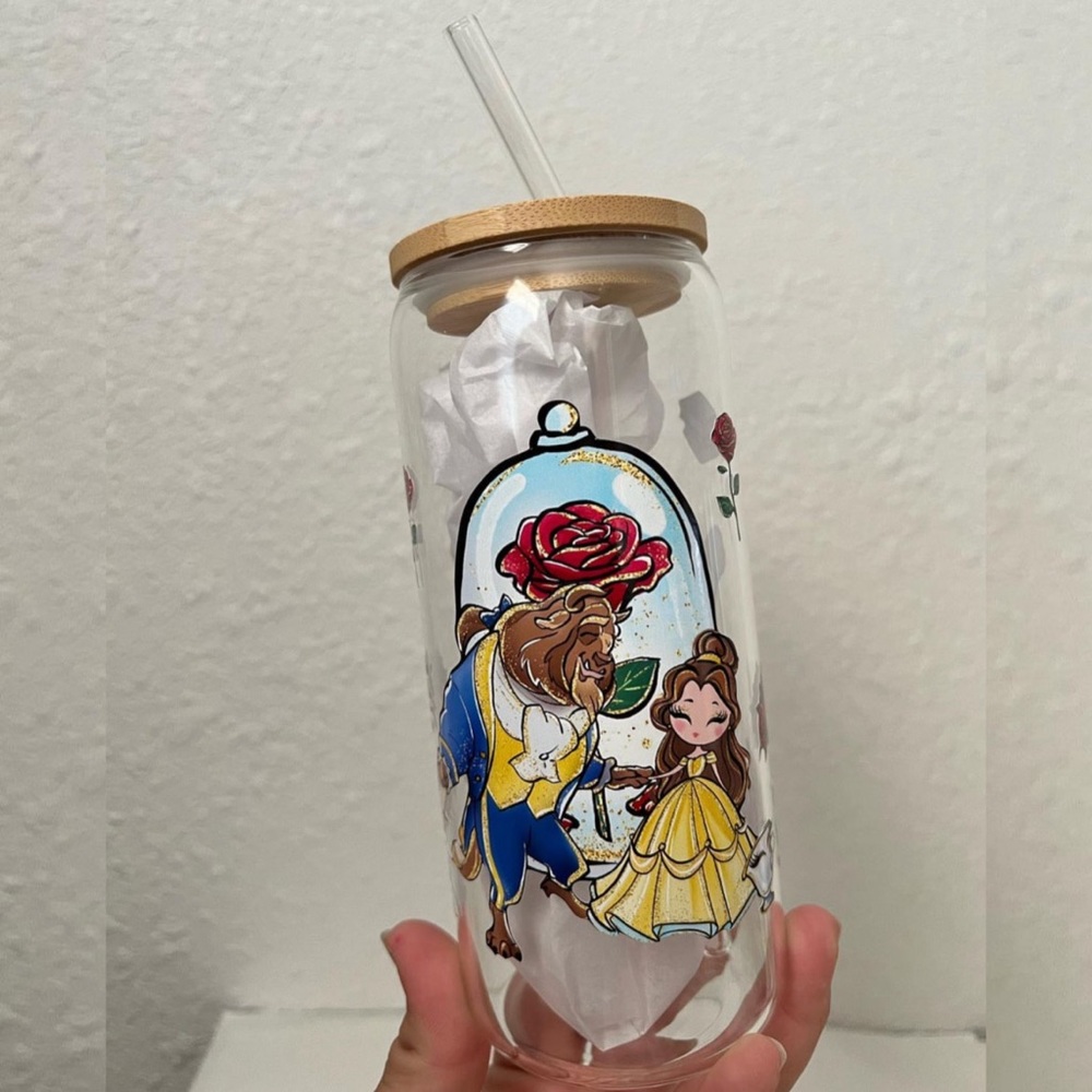 Beauty and the Beast glass cup